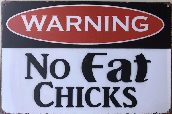 

Warning No Fat Chick Garage Rustic Vintage Metal Tin Signs Man Cave, Shed & Bar