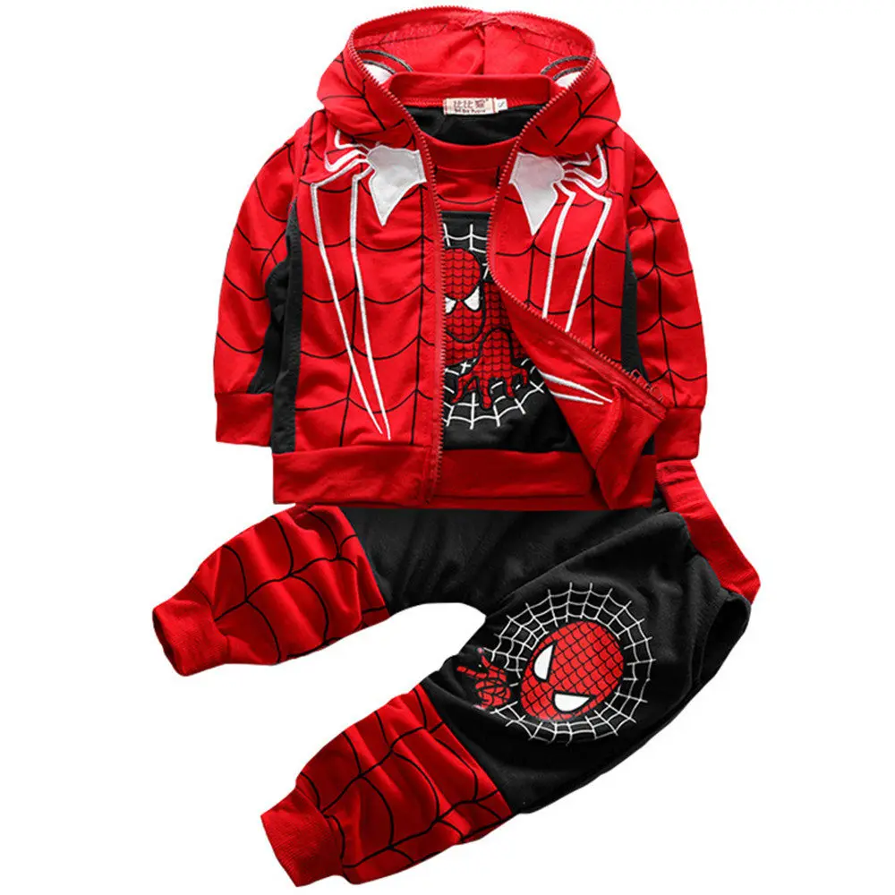 Новые детские на осень-зиму 3 комплекта комплект одежды Человек-паук топ + жилет