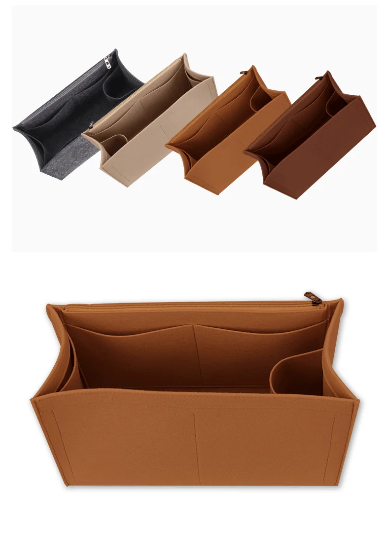 Bolsa de mano de fieltro para guardar cosm&eacute;ticos, bolso de mano para maquillaje, organizador de viaje, interior, para mam&aacute;, se adapta a Sunshine, M L-2