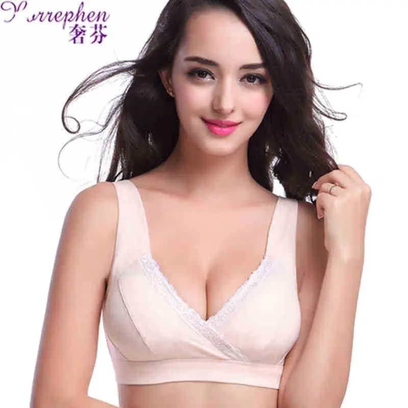 

breast-feeding bra cotton maternity underwear without steel ring before opening after closing the mold cup for breast-feeding