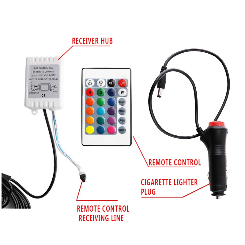 4 шт. автомобильный светильник для салона RGB Светодиодная лента цветные лампы s