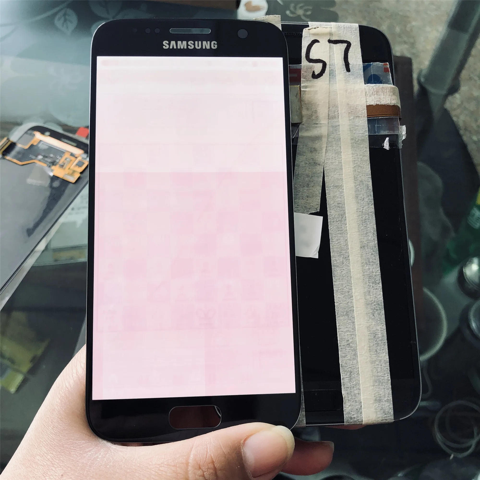 Оригинальный SUPER AMOLED 5 1 &quotс жидкокристаллическим дисплеем Burn Shadow для SAMSUNG Galaxy S7 G930