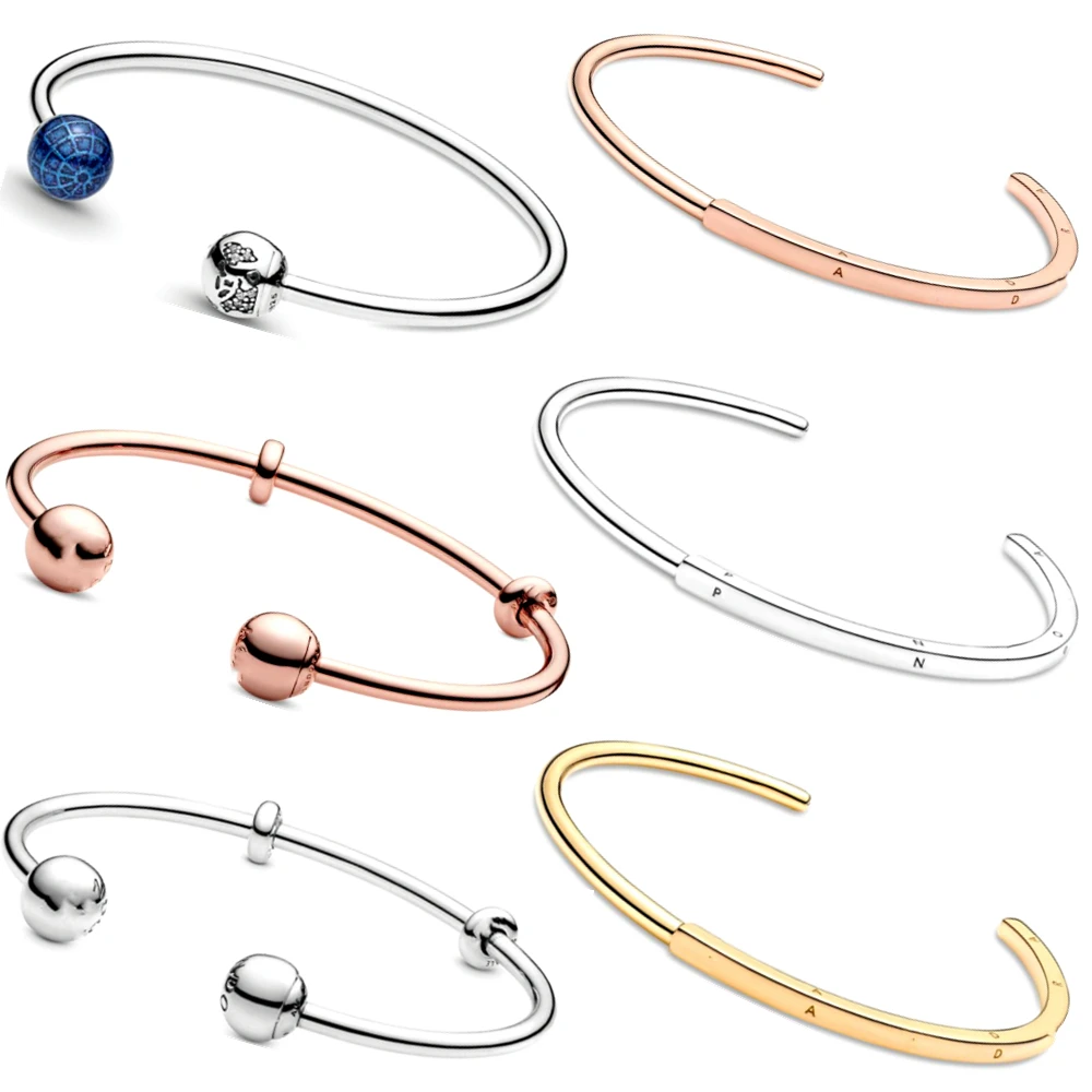 

925 sterling silver bracelet suitable for original beaded bracelet shiny disc buckle snake-shaped chain bracelet ladies jewelry