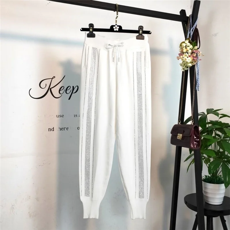 2023 New Summer Hot Drilling Harem Pants Women Pantalon Femme hiphop Casual Pants Shiny Fashion Korean Pencil Jogger Pant