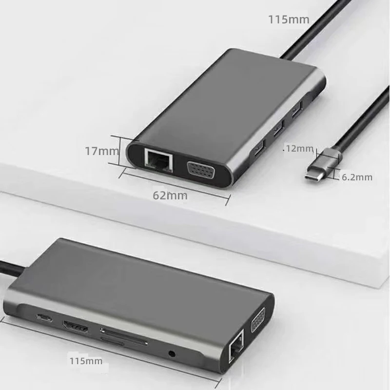 10в1 Тип C концентратор к 3 0 USB HDMI VGA usb-хаб для Pro Аксессуары сплиттер Мульти 10 портов