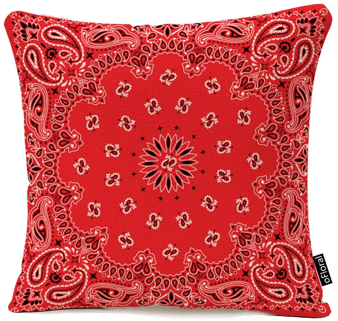 

Throw Pillow Covers Case Red Western Bandana in 3 Colors You Can Easily Change The Fill, Paisley Bandanna Pillowcase Cushion