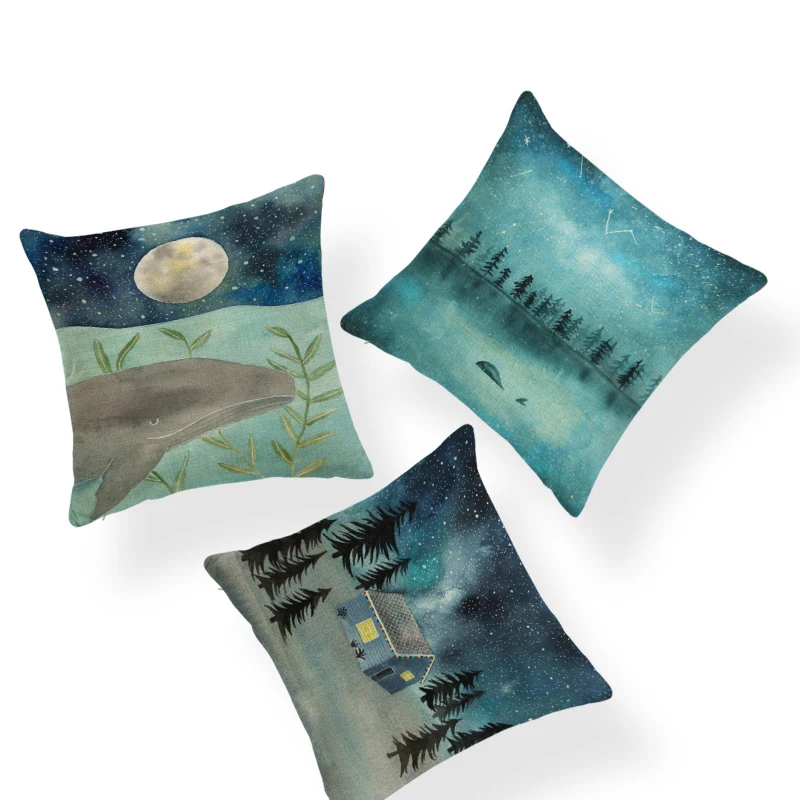 Красивая морская наволочка с животным КИТ Пингвин кактус пляж диван украшение