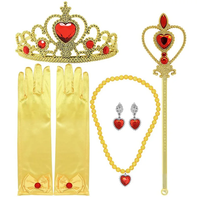

Princess Crown Wand Gloves Wig Set Tiara Girls Accessories Cosplay Crown +Magic Wand+Glove For Kids Party Cosplay Costume