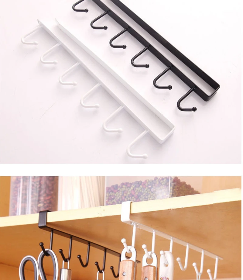 6 крючков металлический держатель для хранения кухни один ряд чашки вешалка на