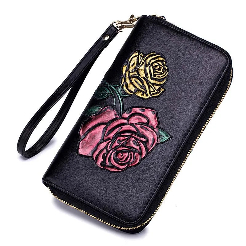 6PCS / LOT Flower Organ purse long RFID fashionable lady purse long multi card position large capacity