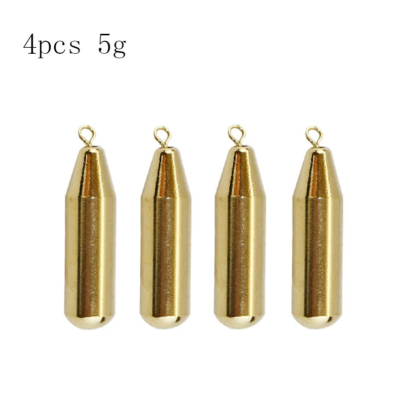 4pcs 5g AI-SHOUYU, 1,8 г, 3,5 г, 5 г, 7 г, 10 г, латунные пули, грузики, грузила, весовые грузила, свинцовый окунь, щука, чуб, рыболовные снасти - Цвет: 4pcs 5g