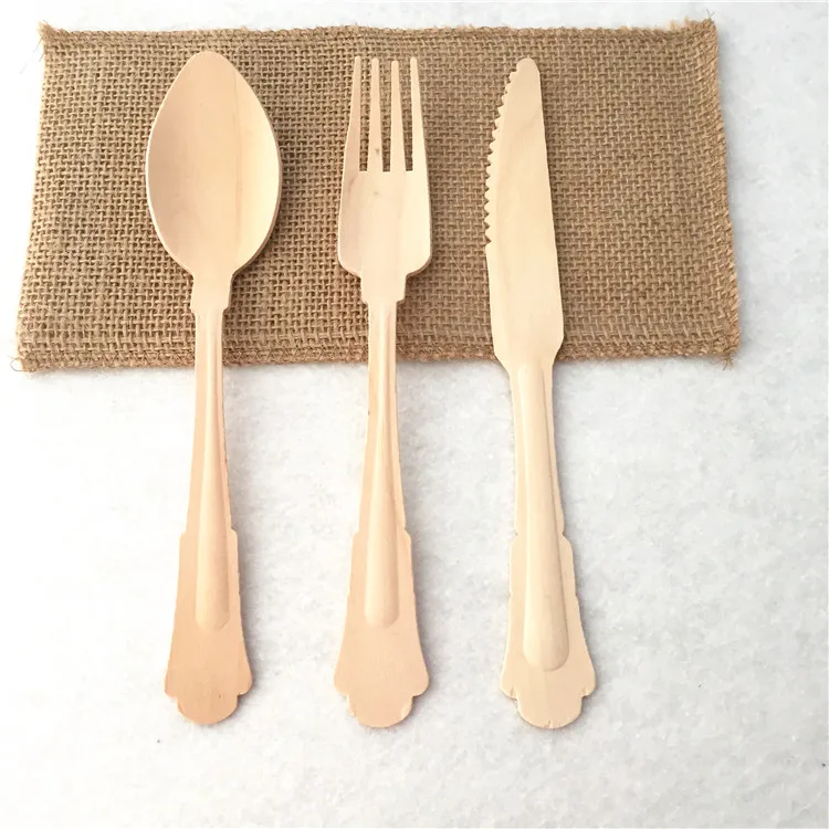 30 шт. набор деревянных столовых приборов одноразовая посуда вилки ножи ложки