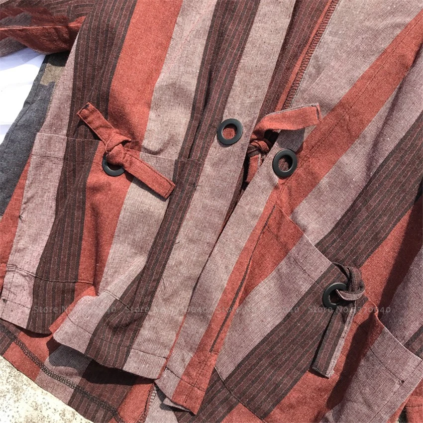 Традиционное японское кимоно халат Мужская хлопковая футболка в полоску юката