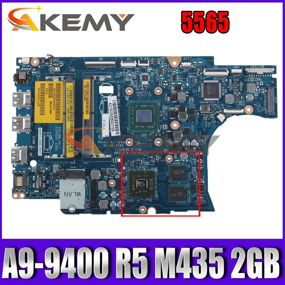 

BAL23 LA-D804P FOR DELL INSPIRON 5565 Laptop Motherboard A9-9400 R5 M435 2GB CN-0MYX0F 0MYX0F MYX0F NEW Mainboard 100% tested