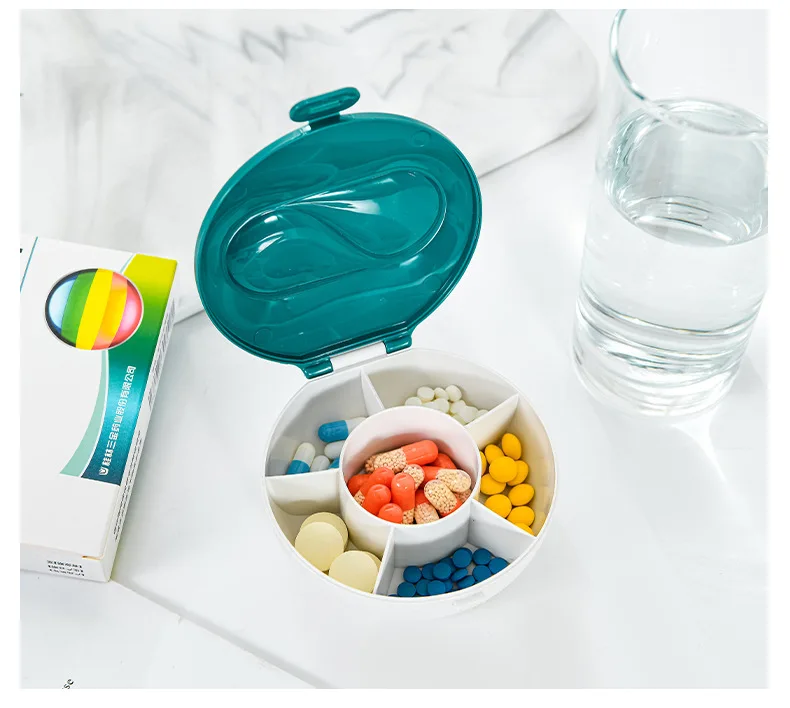 

Round Green Portable Mini Pill Organizer Modern Fashion Medicine Box Product Design Boite De Rangement Modern Home Decor EC50SN