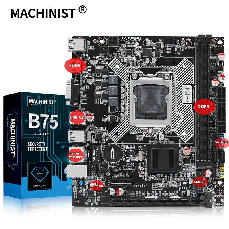 Материнская плата B75 LGA 1155 поддерживает процессор Intel LGA1155 DDR3 для i3/i5/i7 встроенная