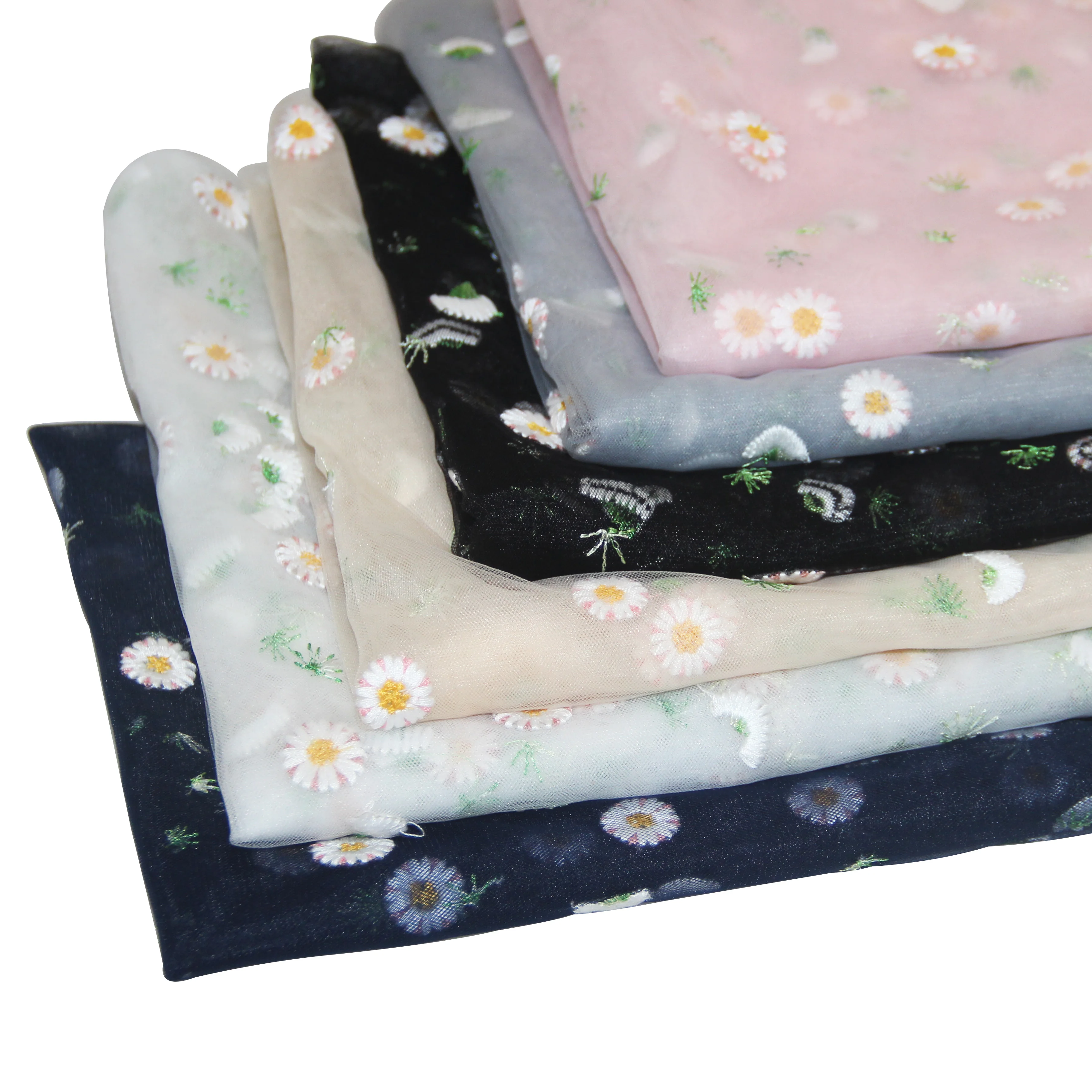 

3meters Nylon Little Daisy Embroidered Soft Mesh Tulle Fabric accessory for DIY Wedding tutu dress