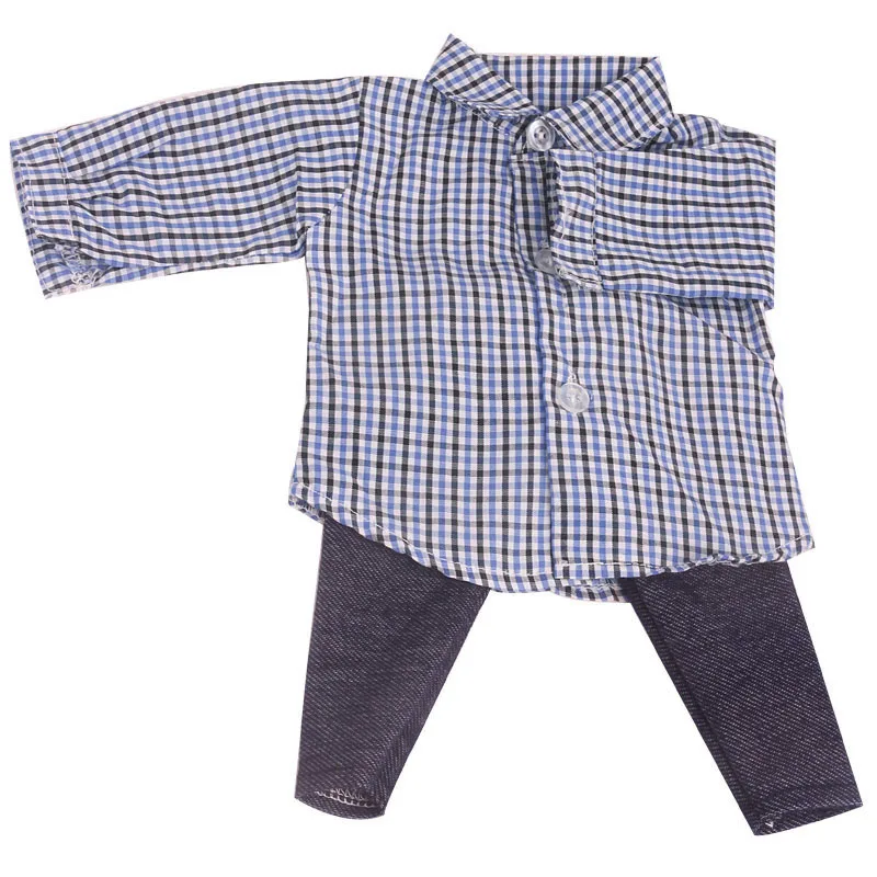 

18 inch Girls doll clothes Stylish plaid shirt suit American new born dress Baby toys fit 43 cm baby dolls c803