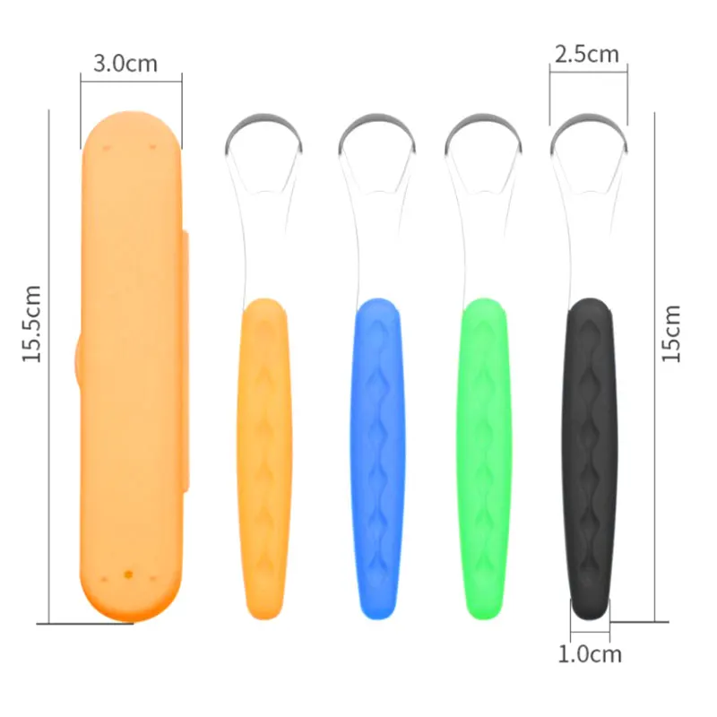 

Portable tongue cleaner tongue scraper can reuse stainless steel oral brush anti-slip handle oral care, keep new breathing