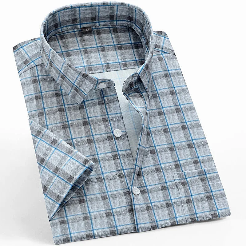 New M to 6XL Summer Mens Satin Silk Shirts Short Sleeve Camicias Casual Business Regular Fit Fashion Breathable Blouses Man Tops