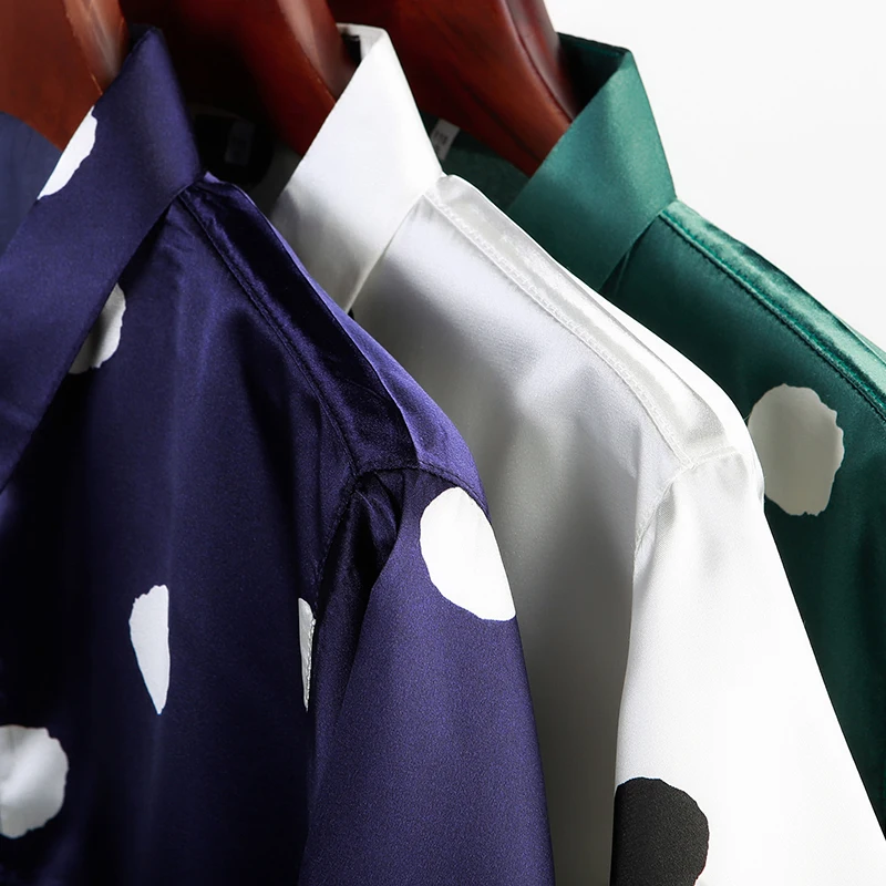 Летняя мужская одежда в горошек шелковая с принтом модные мягкие атласные