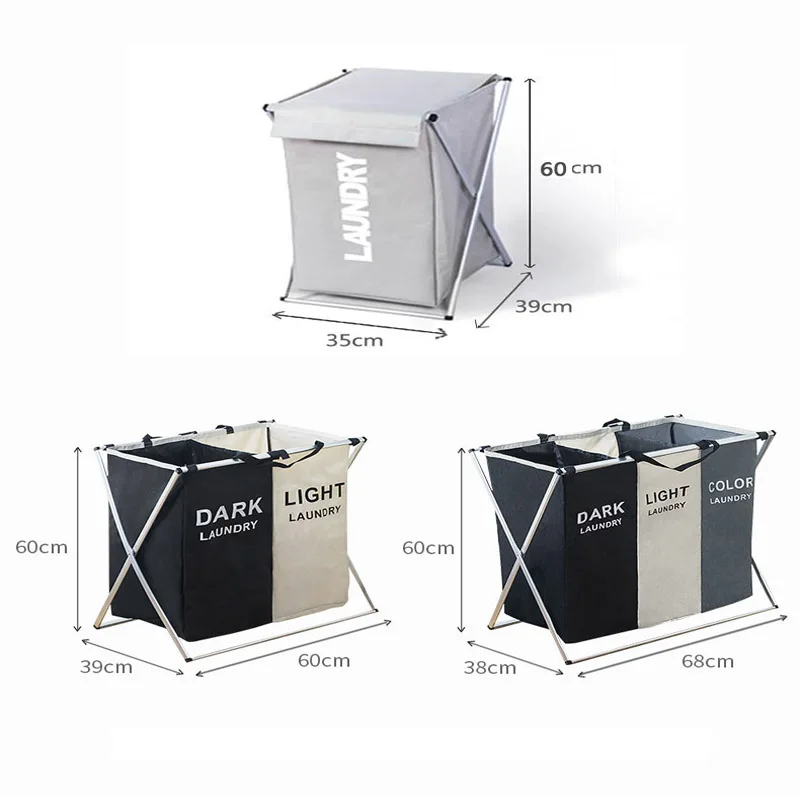 

Foldable Dirty Clothes Environmental Friendly Sorting Laundry Storage with Stainless Steel Holder Large Kids Baby Laundry Basket