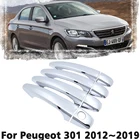Роскошный хромированный чехол с ручкой для двери, защитная накладка для Peugeot 301 2012  2019, автомобильные аксессуары, наклейка 2013 2014 2015 2016 2017