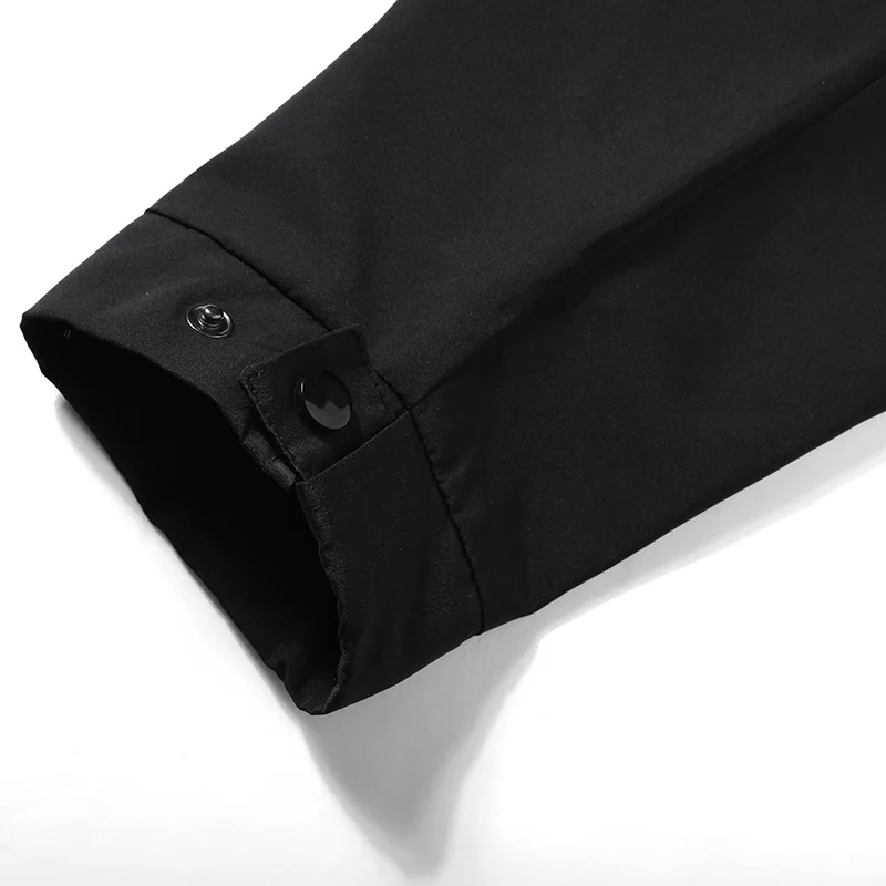 

Eucosm Coat Men's Side Stitch Bag Hood Casual Zipper Youth Black Hooded Solid-colored Jacket