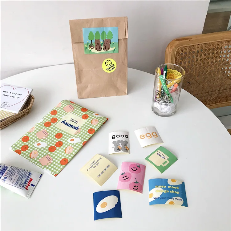 Sandro томатный яйцо в зеленую клетку упаковочный пакет самоклеящихся стикеров