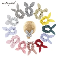 furling girl 1 pc soft cotton korean bunny ears elastic hair bands stripe designt bowknot hair scrunchies hair bun accessories
