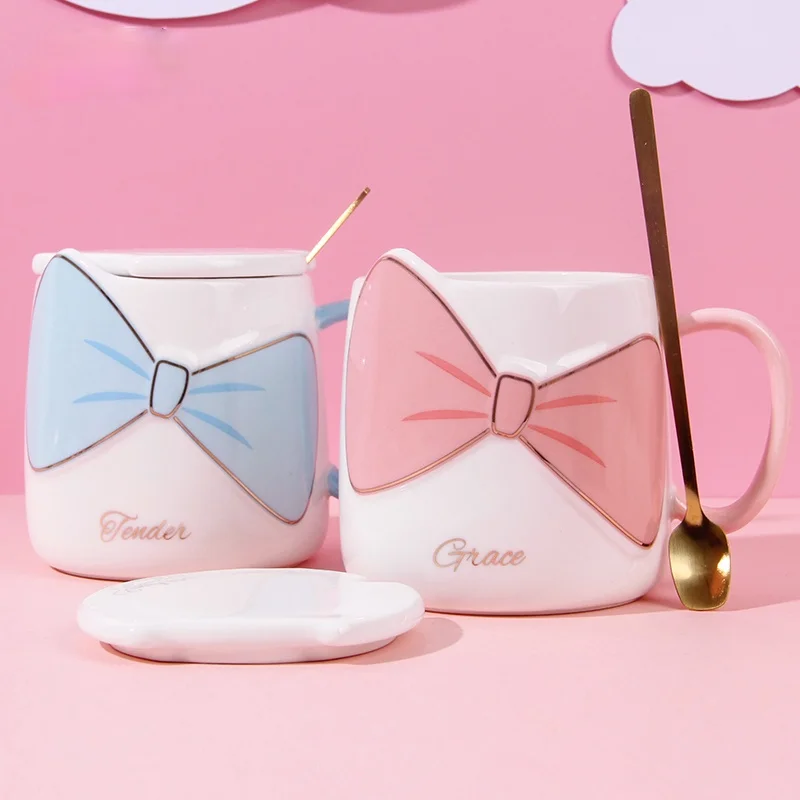 

Lovers Fashion American Office Mug with Spoon Milk Original Breakfast Ceramic Mug Personalized Gift Canecas Divertidas Drinkware