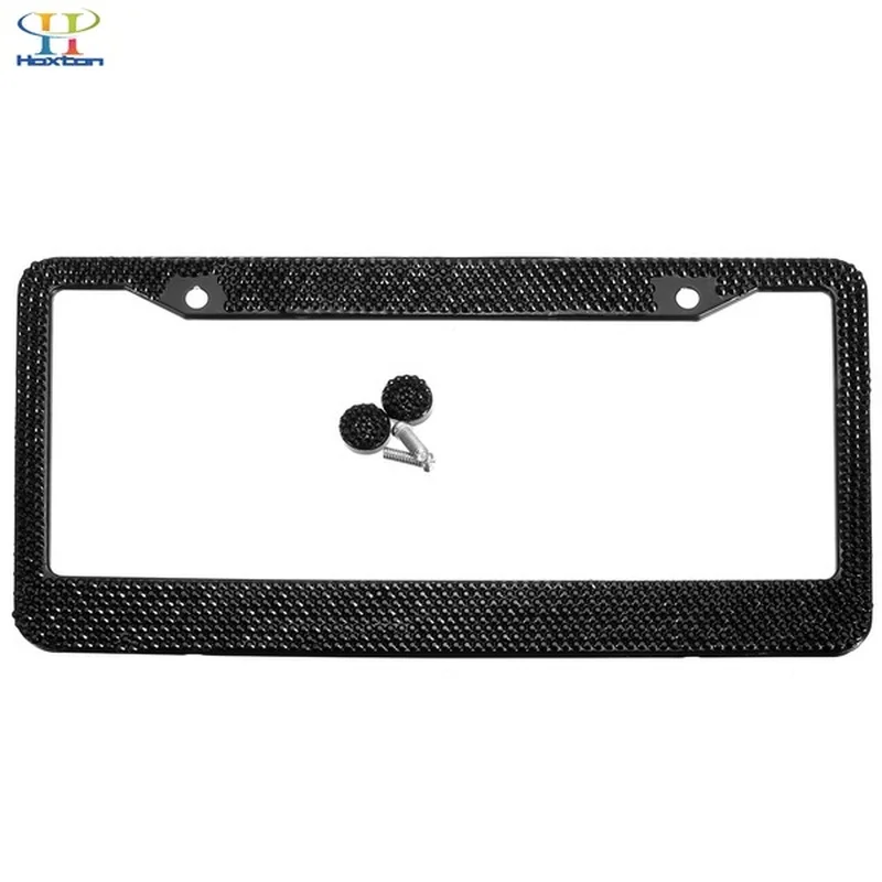 Блестящий кристалл стразы рамка номерного знака задняя автомобильная металлическая рамка