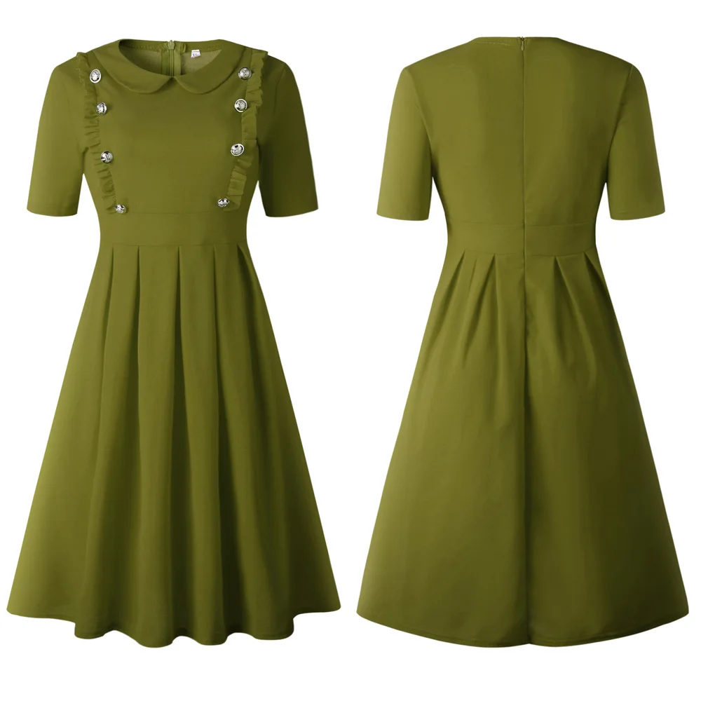 dress Однотонные африканские платья для женщин африканская одежда красные, синие, черные, зеленые Дашики Анкара Платье Ropa Dama Кнопка африканская одежда - Цвет: dress