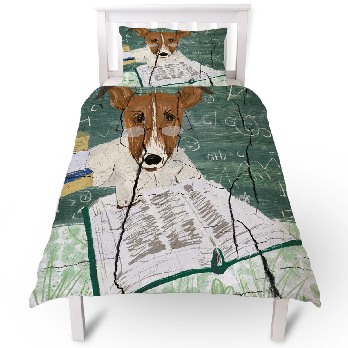 Animal Cute Struggling Learning Dog Doodle Burst Duvet Cover Set 2/3/4pcs Bedding Bed Sheet Pillowcases | Дом и сад