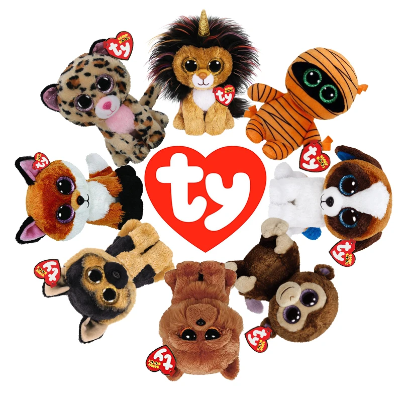 

15 CM Ty Beanie Big Eyes Lion Ghost Monkey Fox Leopard Shepherd Dog Chihuahua Dog Series Plush Doll Toys Boy Girl Birthday Gift