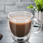 Женская чашка для кофе и чая, стеклянная кружка с двойными стенками для дома и офиса, питьевая вода с ручкой, Прямая поставка