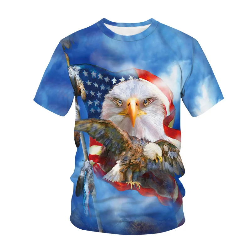 

Summer Fashion Short Sleeve Men T-Shirt American Animal Eagle 3D Printed O-Neck T-Shirt Casual Harajuku Youth Streetwear T-Shirt