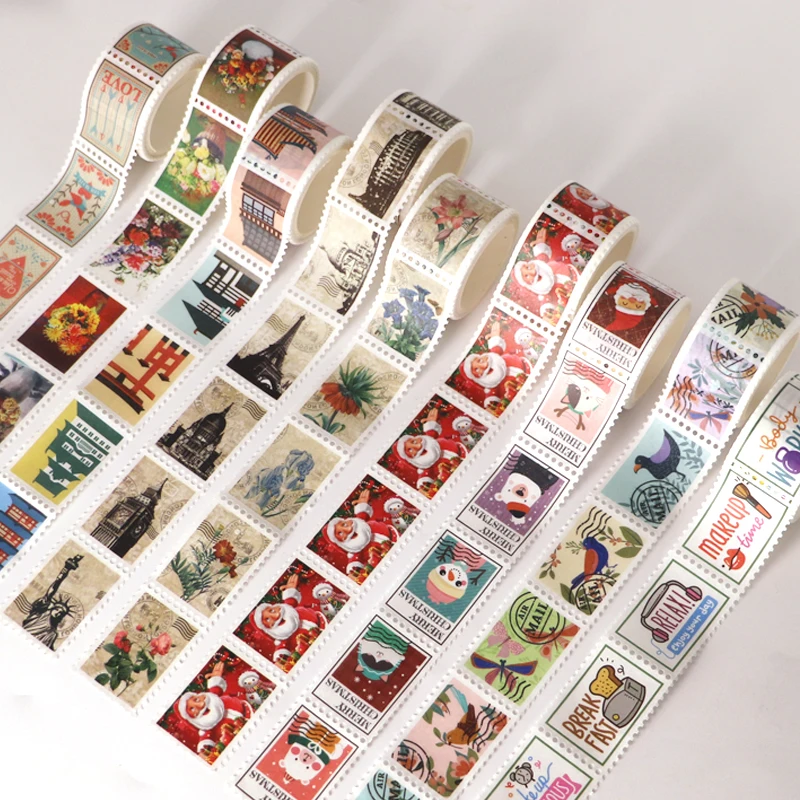 

NEW 1PC Decorative Wider Vintage Stamps Washi Tape Set Planner Scrapbooking Stickers Christmas Masking Tapes Kawaii Stationery