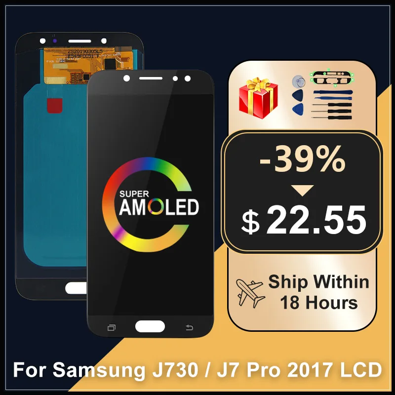 Pantalla LCD AMOLED para m&oacute;vil, montaje de digitalizador t&aacute;ctil para Samsung Galaxy J730, J730F, J7 Pro 2017, 2017-0