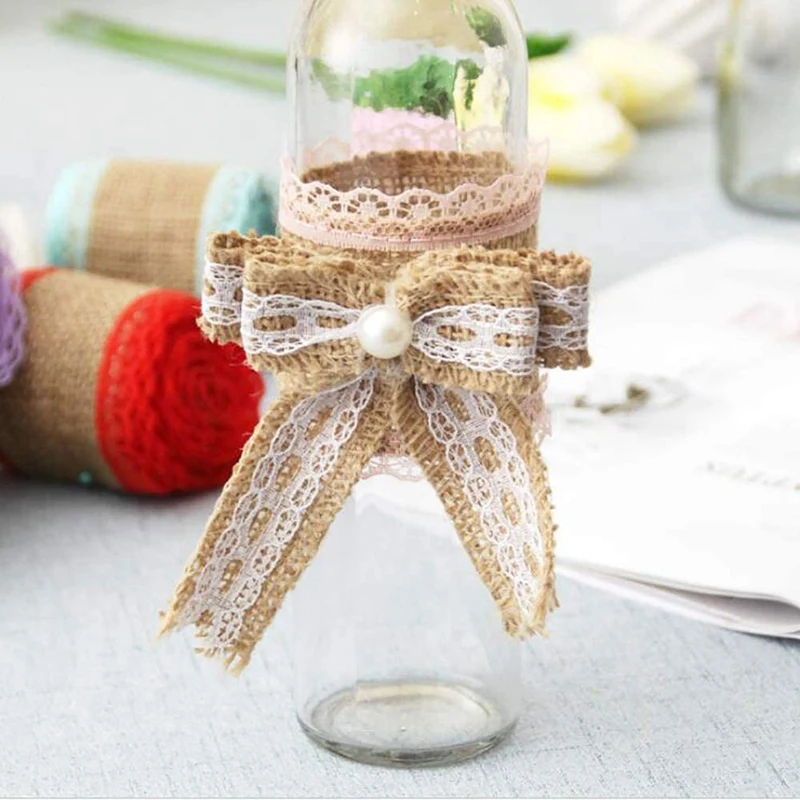 Набор из 12 шт. жемчужный натуральный джутовый бант для рождественской елки