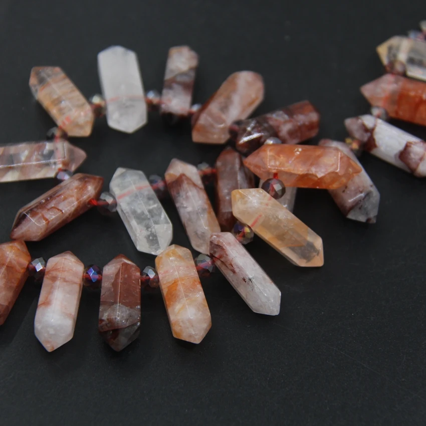 Бусины Из Натурального Красного хрусталя двусторонние бусины с гранями и