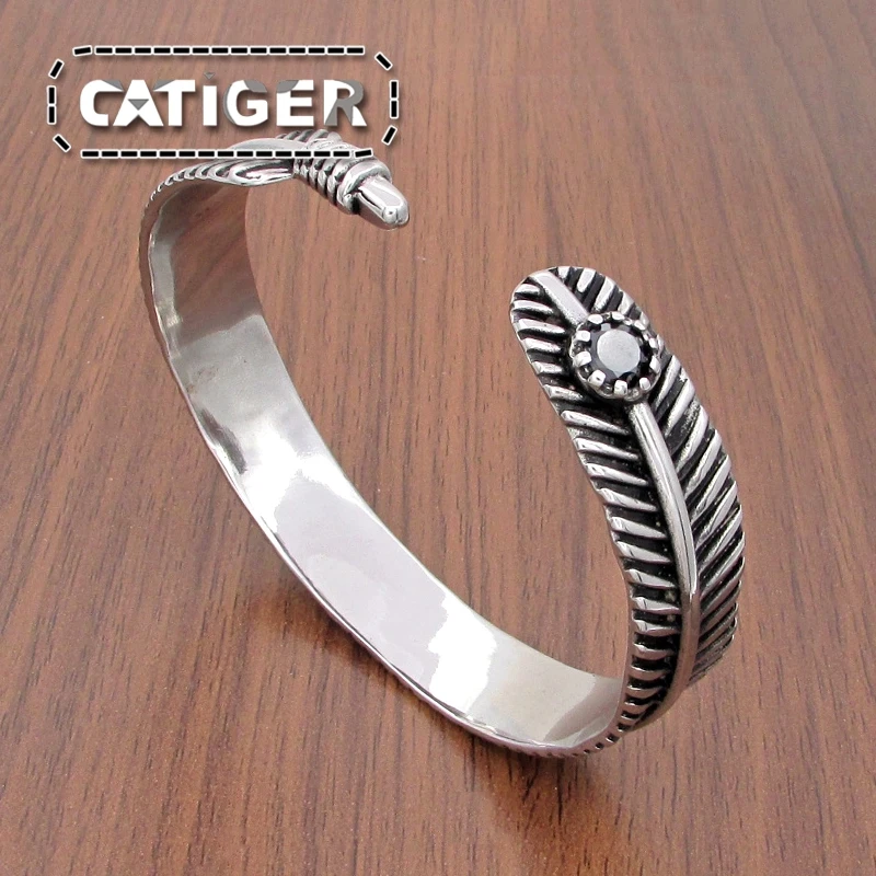 Бесплатная доставка Панк Винтаж черный циркон манжеты браслеты нержавеющая