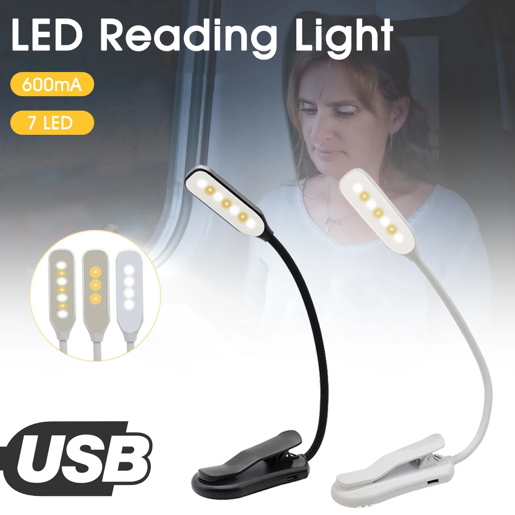 

Ночсветильник для чтения с USB-зарядкой и гибким зажимом, светильник яркий настольный, прикроватный фонарь для дома, офиса, спальни