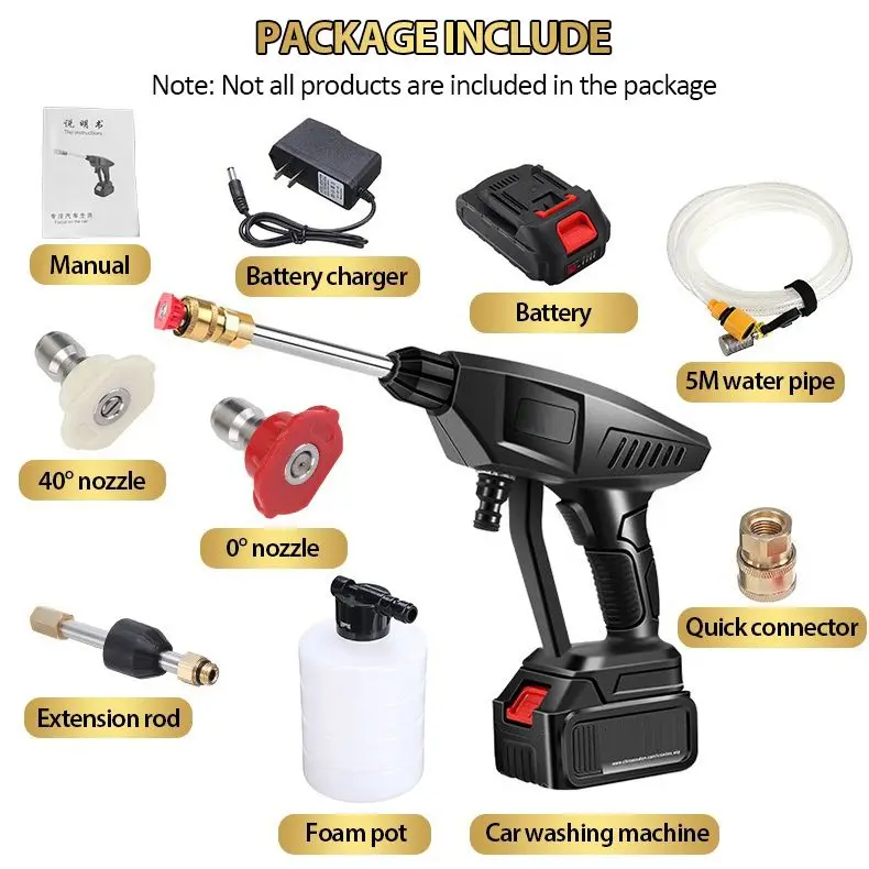 

12V/21V/25V Wireless High Pressure Car Wash Water Gun Portable High Pressure Washer Foam Generator for Makita Battery
