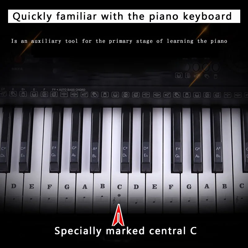 37/49/54/61/88 Key Piano Sticker Keyboard Removable Electronic For Kids Beginners Practice |