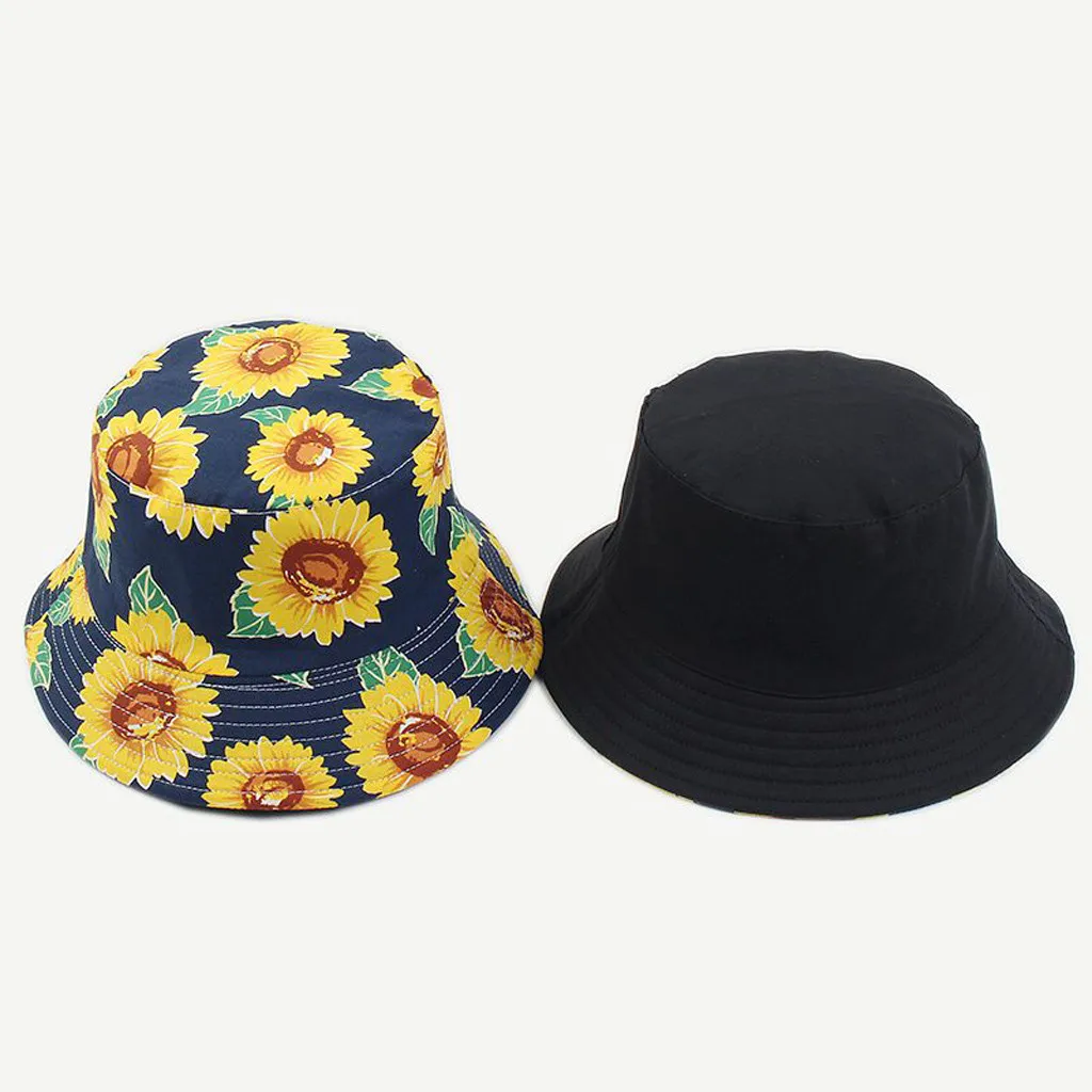 Fisherman Hat Summer Chapéu De Pescador Unisex Sunflower Print Two-sided Foldable Bucket Sombrero Para Hombre#30 | Аксессуары для