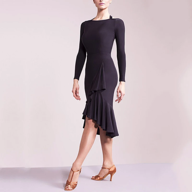 Новая юбка для бальных танцев латиноамериканских женская черная взрослых