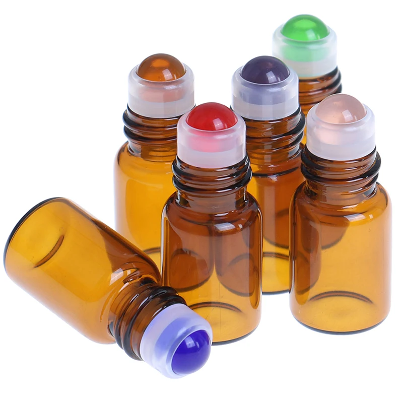 

10pcs Empty 2ml Amber Glass Roll On Bottle Vials With Roller Ball For Essential Oils Perfume Aromatherapy
