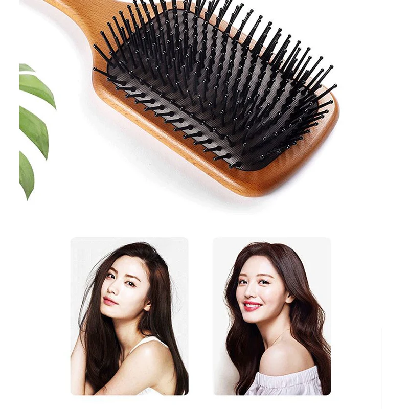 

2019 Wooden Paddle Hair Brush Detangling Hairbrush for Women Men and Kids Reduce Frizz and Massage Scalp