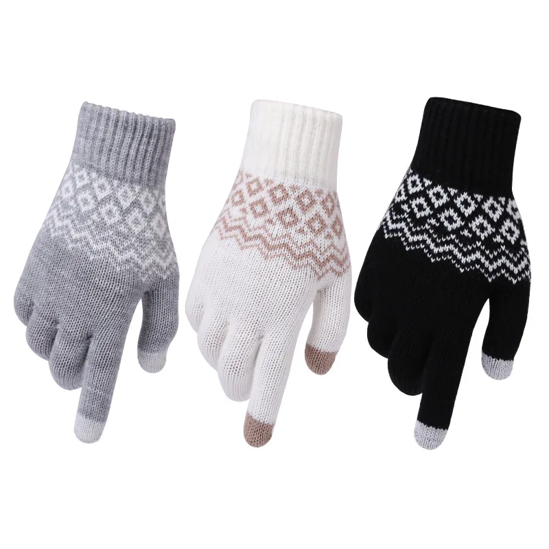 

Winter Women's Knitted Gloves Cashmere Knitted Women Autumn Winter Warm Thick Gloves Touch Screen Skiing Gloves